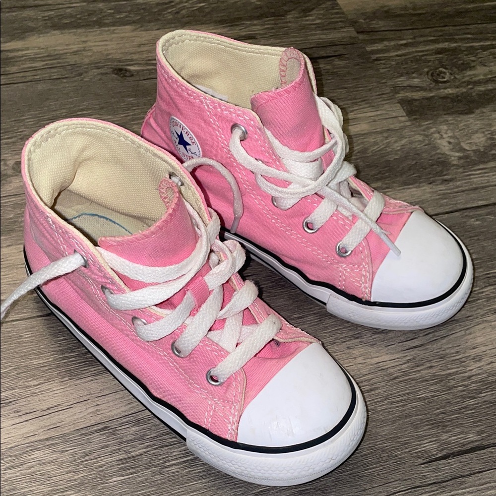 Converse Kids High-Top Sneakers in Pink and White